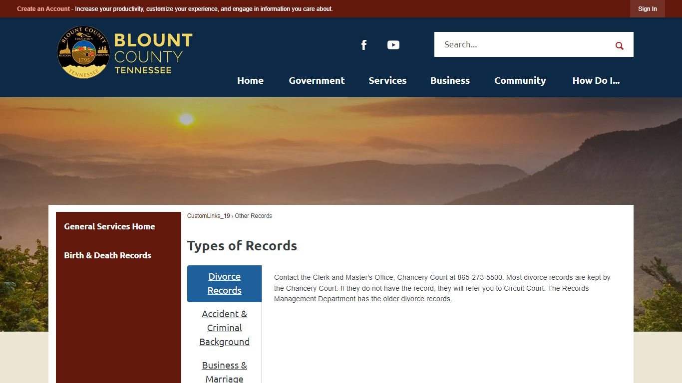 Types of Records | Blount County, TN