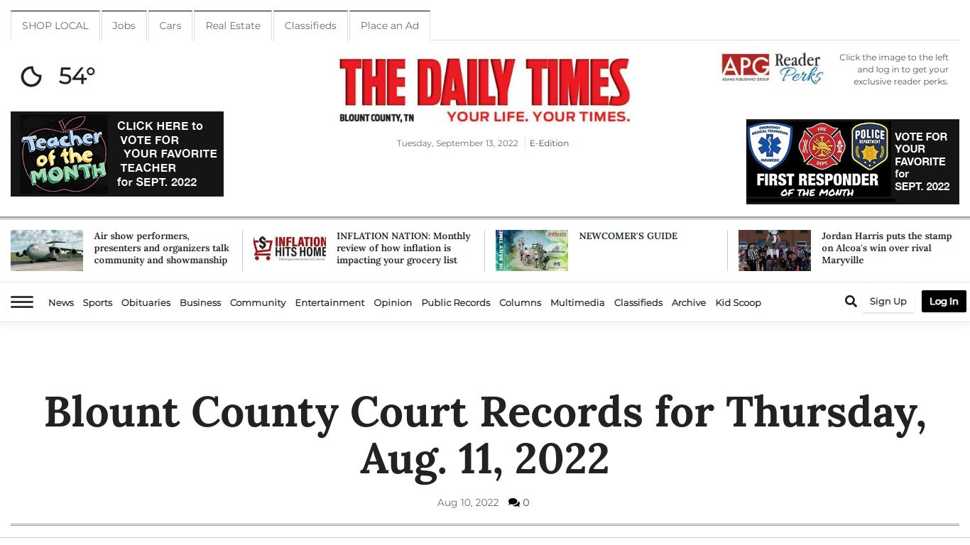 Blount County Court Records for Thursday, Aug. 11, 2022